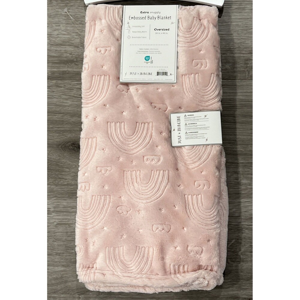 JUST IMAGINE Rainbow Embossed Baby Girl Blanket  Pink Soft Fleece New